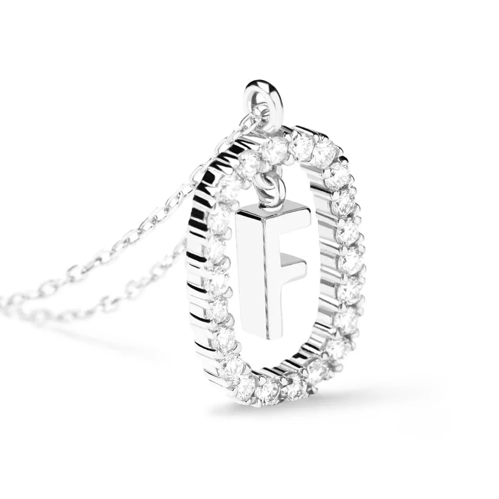 Moissanite Letter F Dangle Pendant Necklace