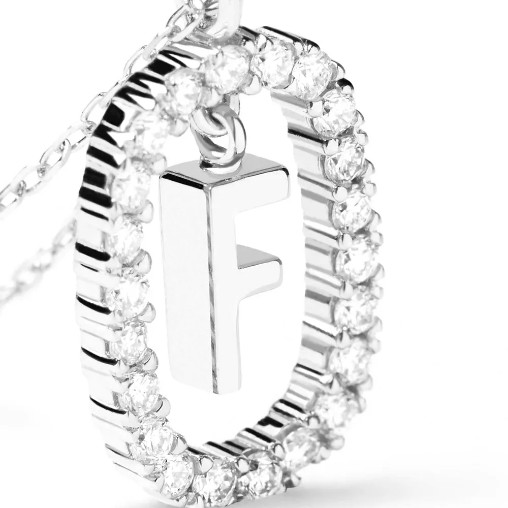 Moissanite Letter F Dangle Pendant Necklace