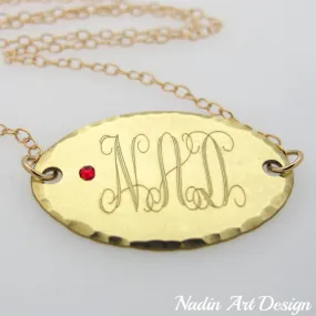 Monogram Gold Necklace with Birthstone