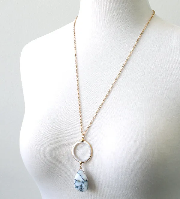 Mother of Pearl and Agate Drop Necklace