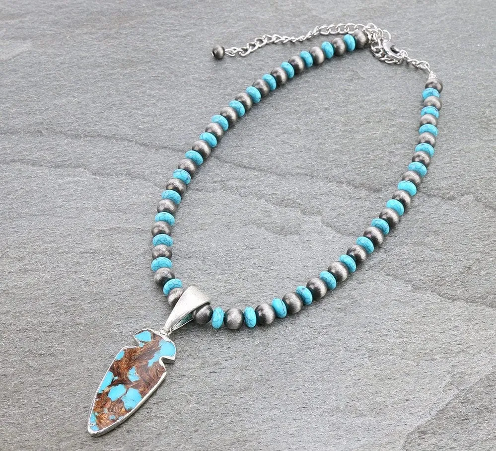 Navajo pearl arrowhead necklace