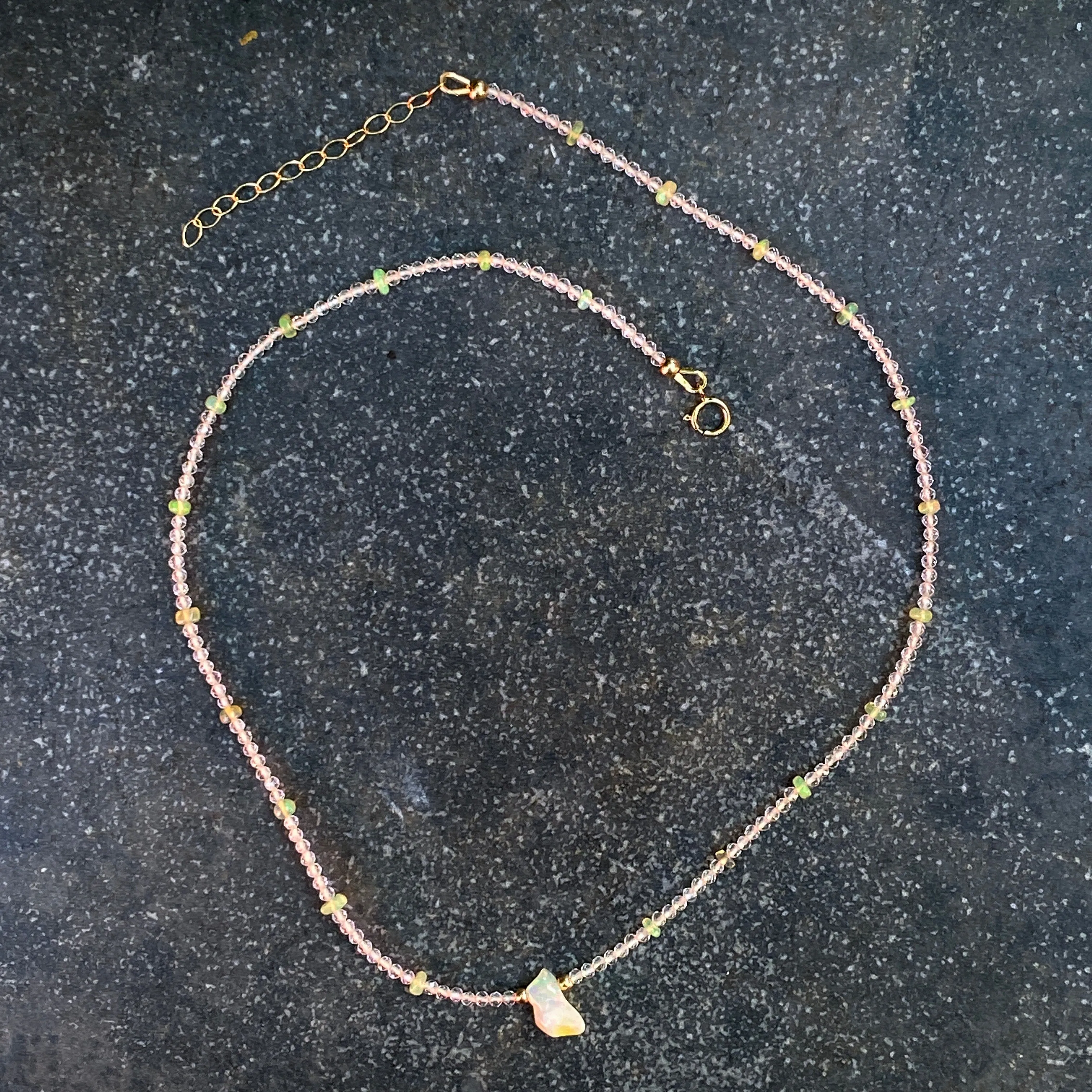 Opal gemstone and Quartz Necklace