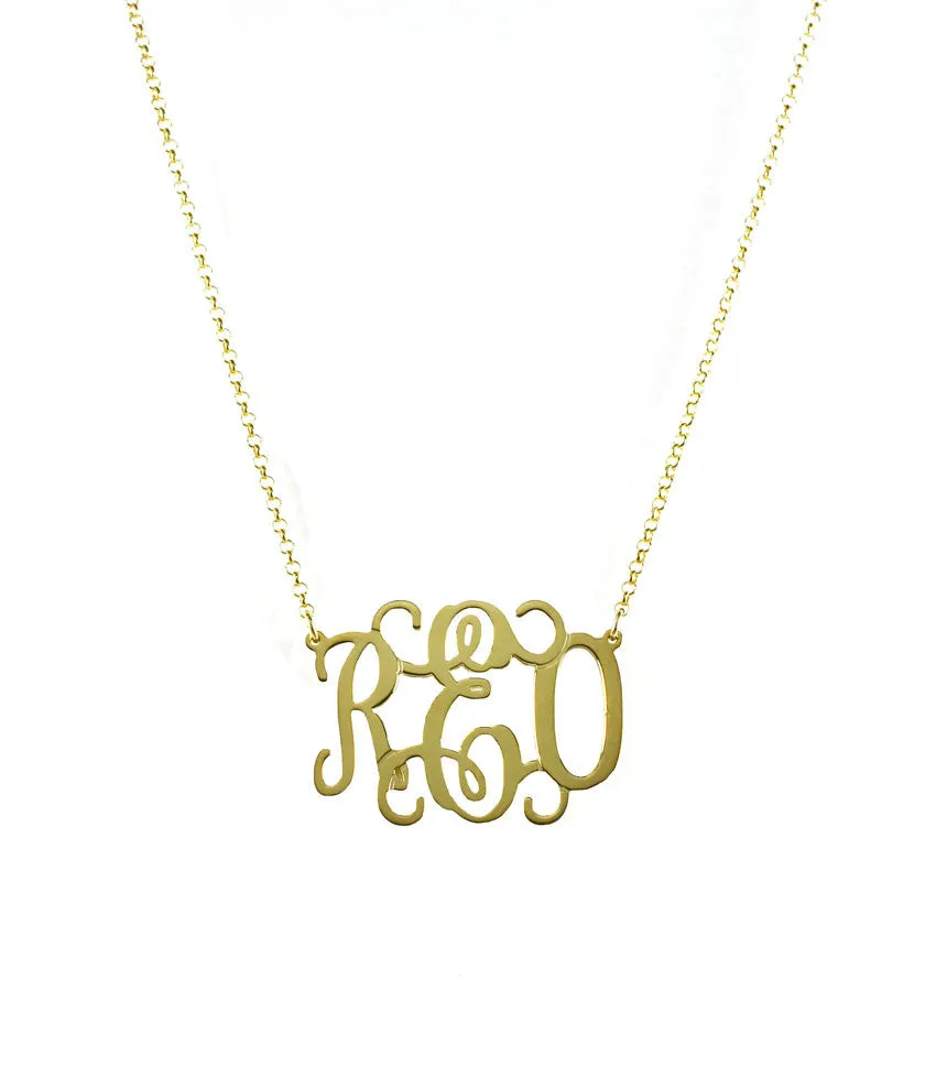 Oval Vine Script Monogram Necklace