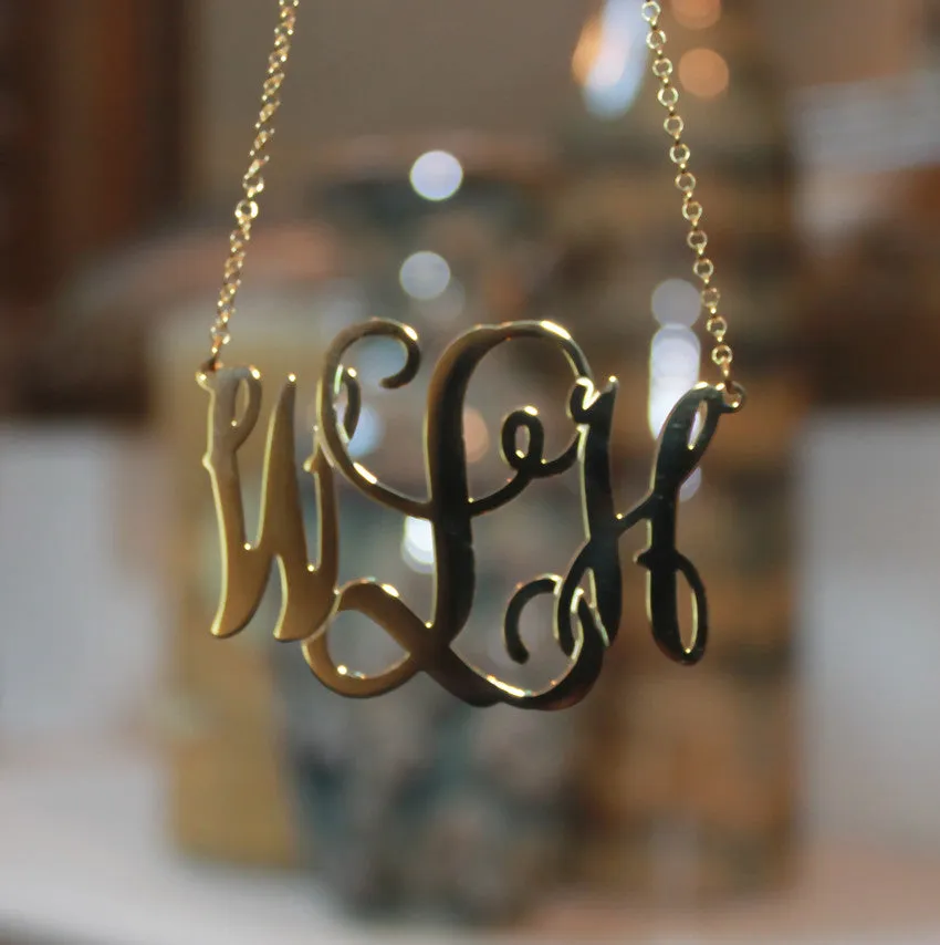 Oval Vine Script Monogram Necklace