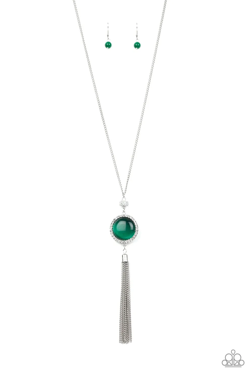 Paparazzi Necklace Sparkling Spectacle Green Cat's Eye Stone Necklace