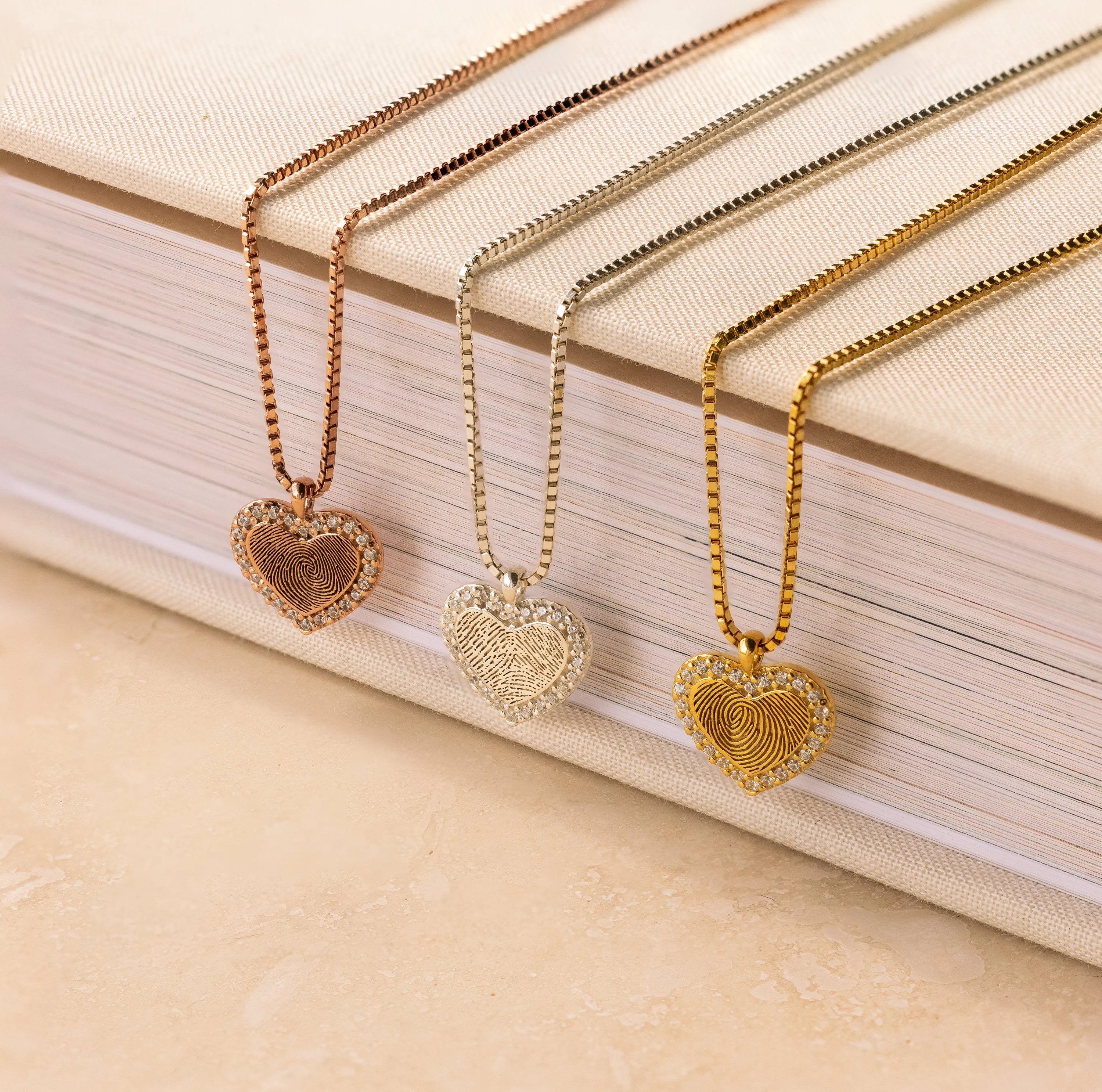 Pave Fingerprint Heart Necklace