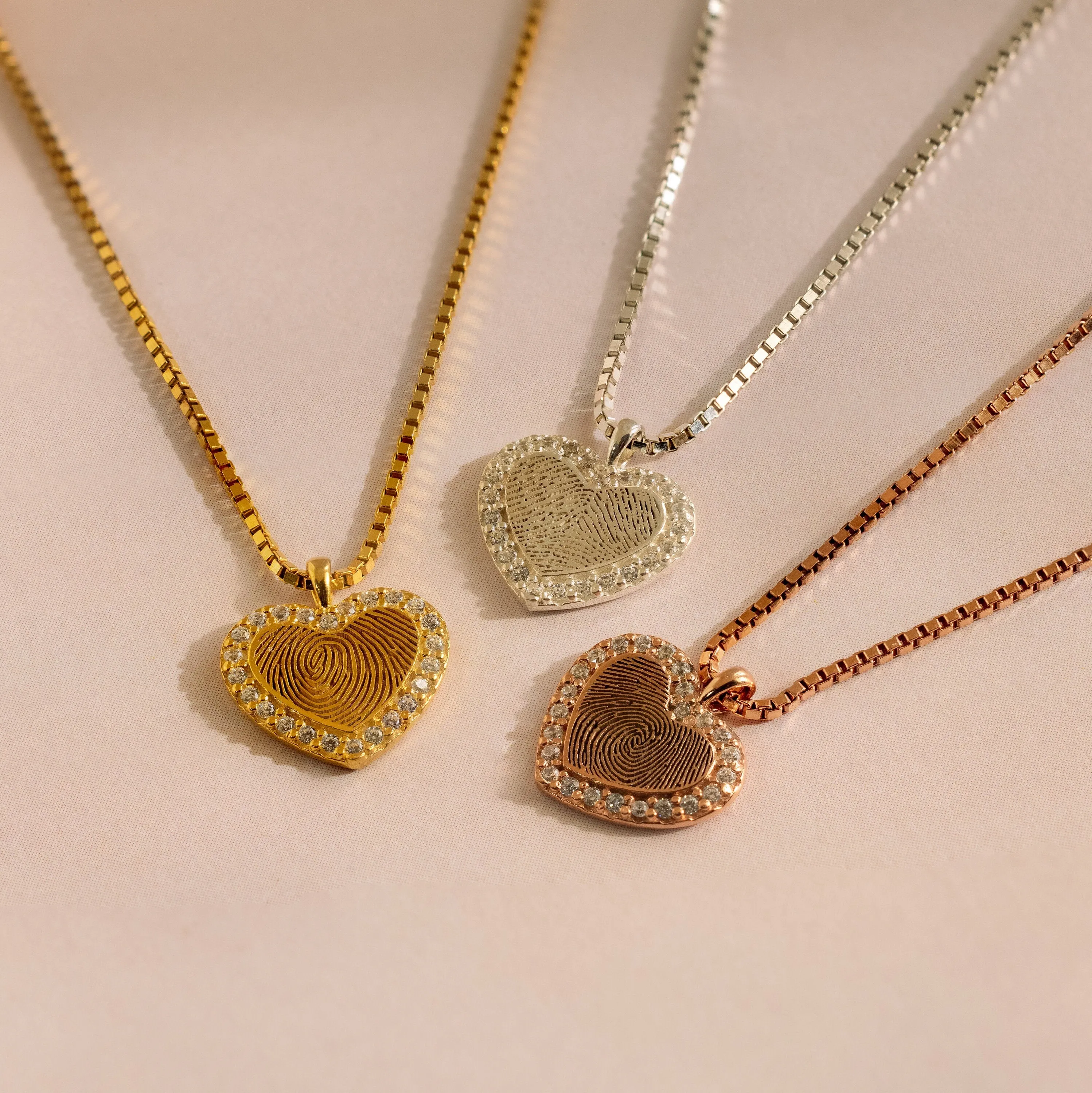 Pave Fingerprint Heart Necklace