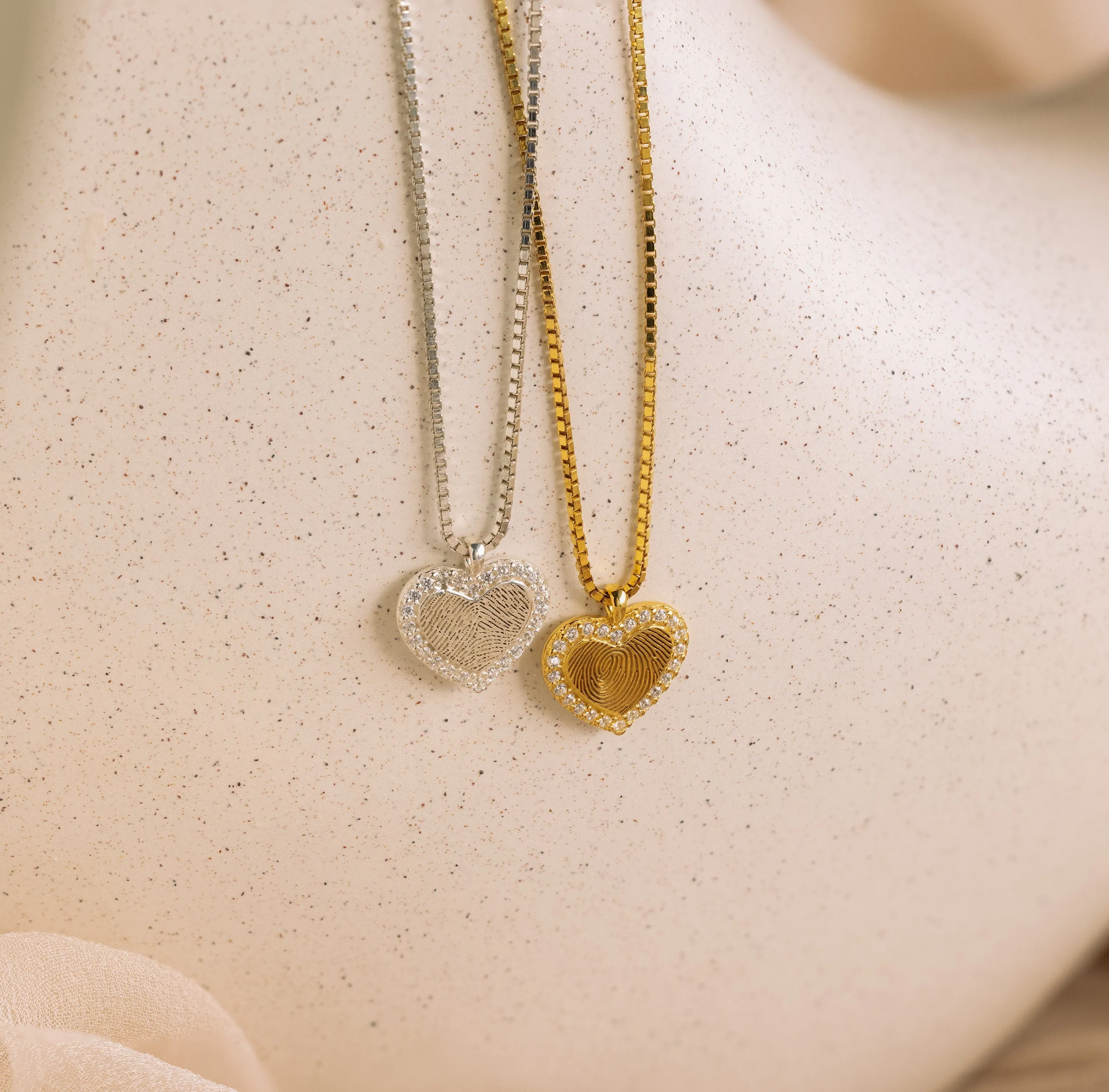 Pave Fingerprint Heart Necklace