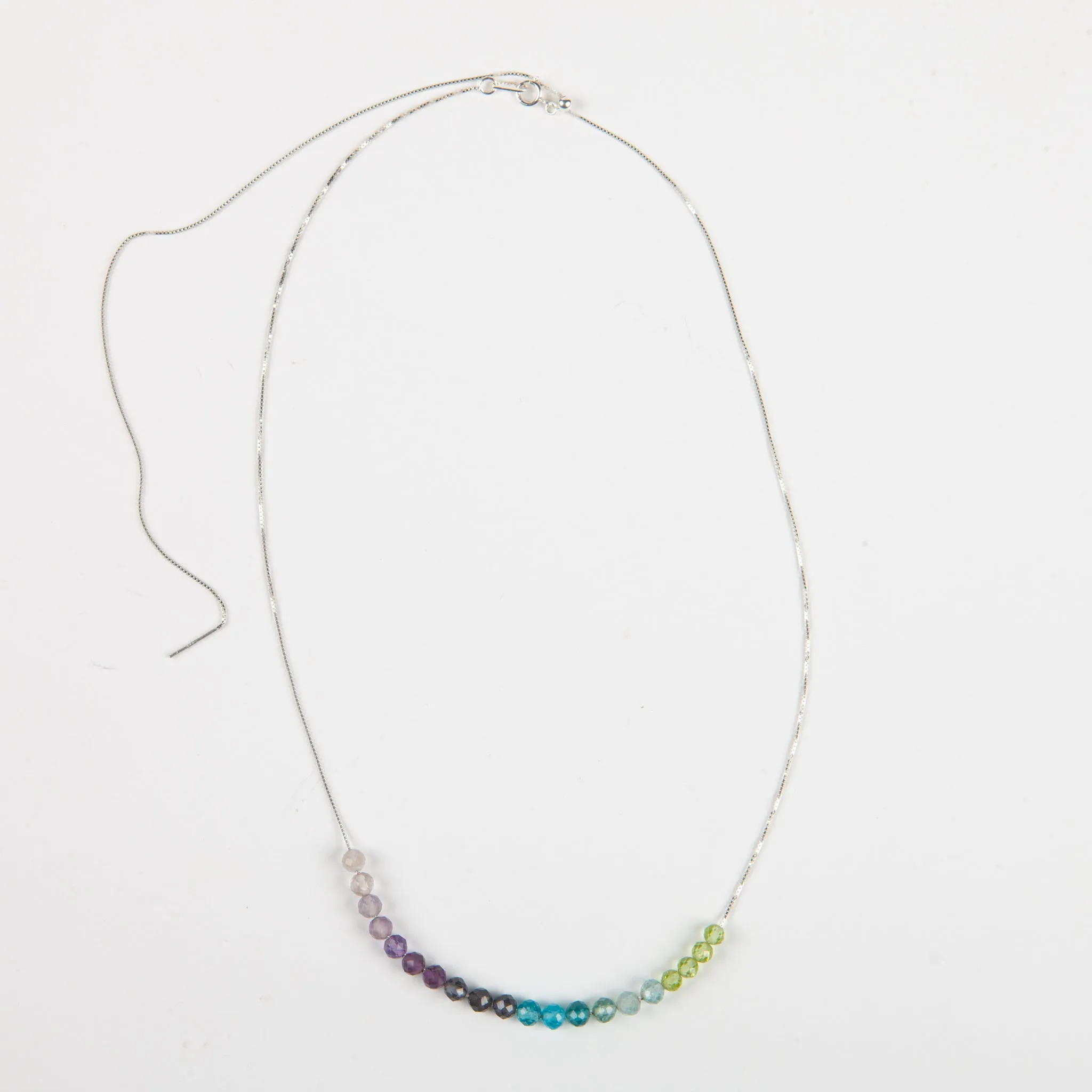 Peridot, Apatite, Iolite, Amethyst Adjustable Slide Chain Gemstone Necklace