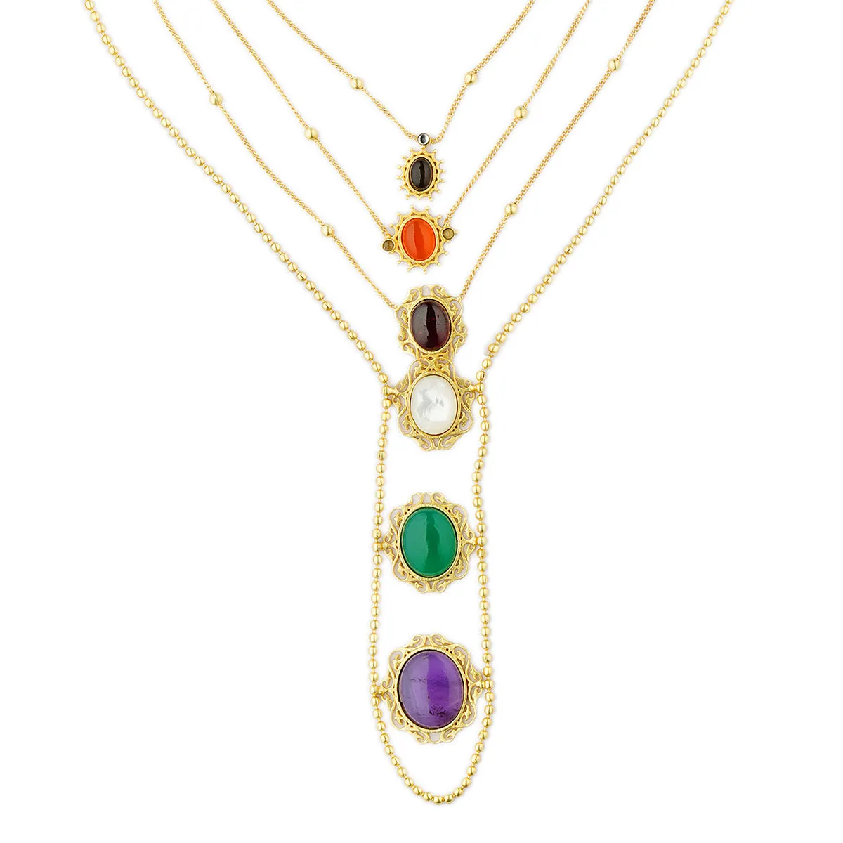 Power Play Navratan Layered Necklace