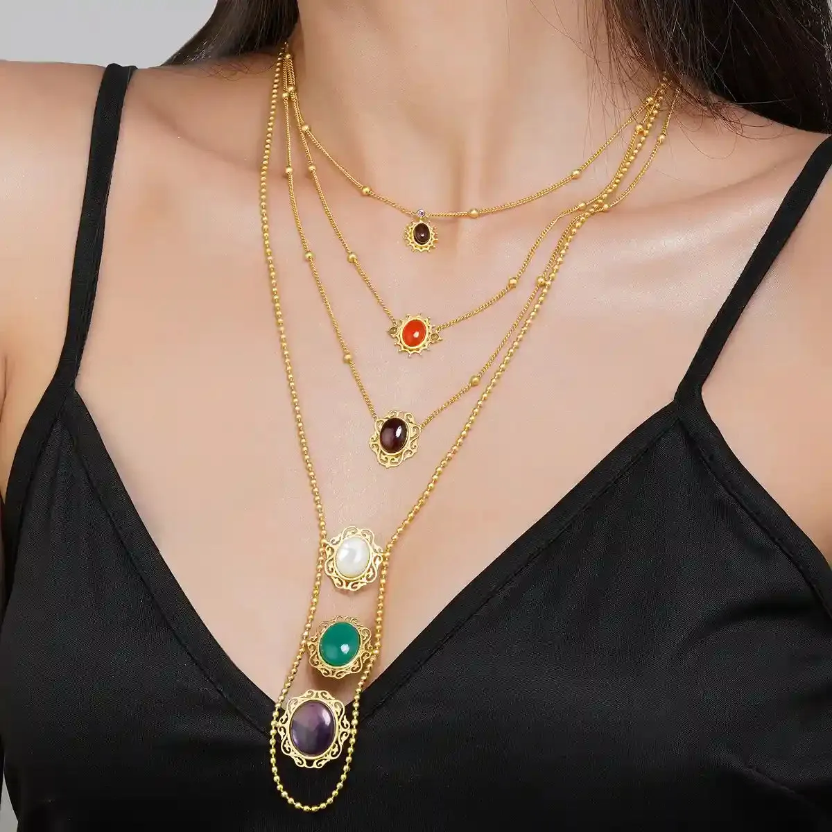 Power Play Navratan Layered Necklace