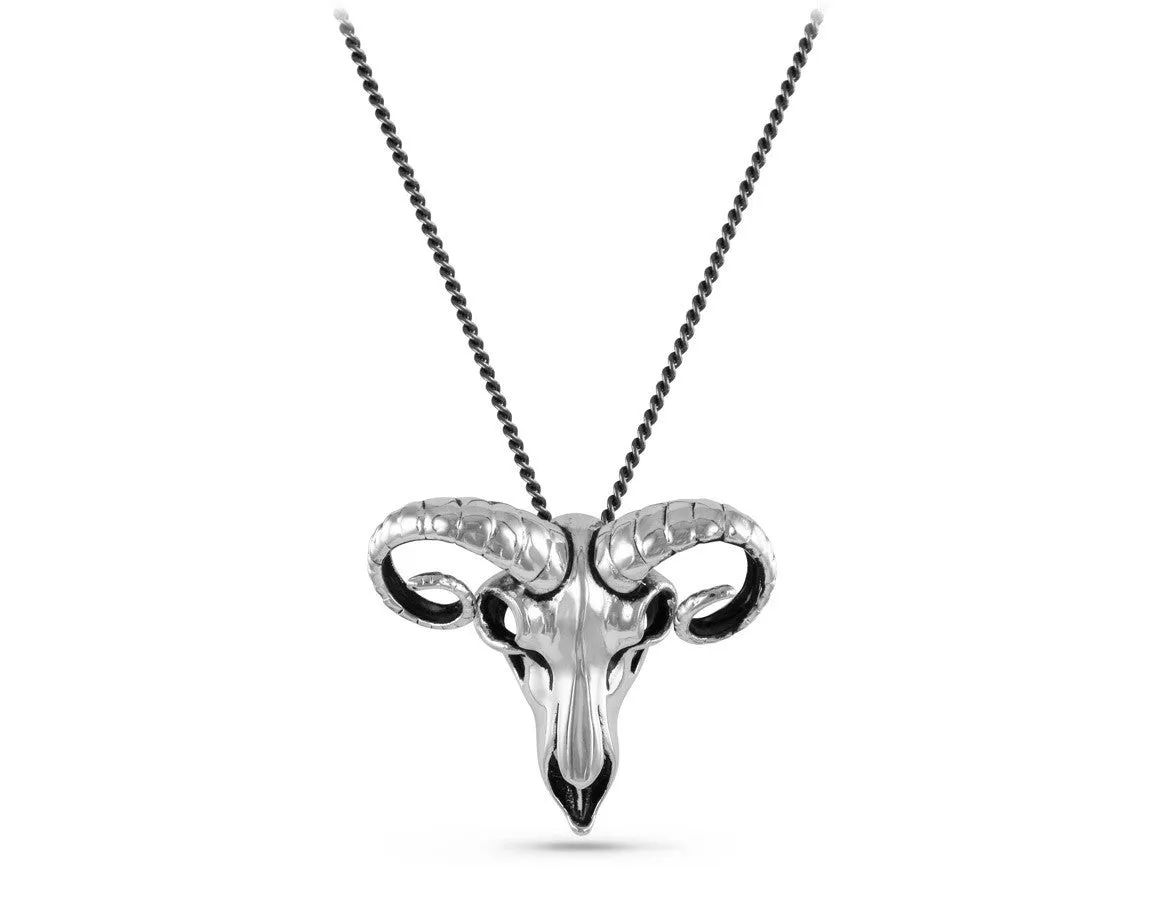 Ram Skull Necklace - Silver