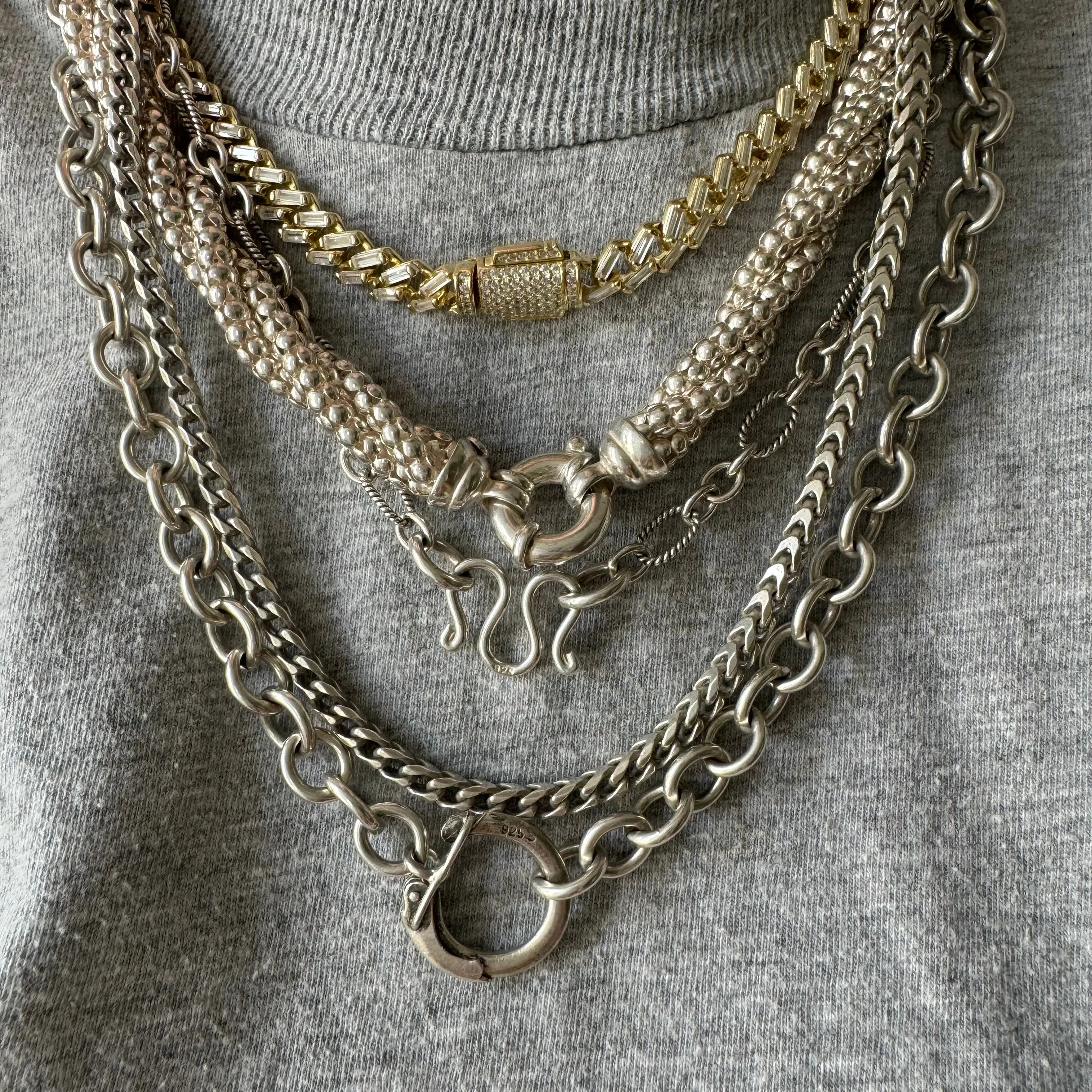 reimagined V I N T A G E // connected possibilities / sterling silver chunky cable chain with connector clasp / 21.5, 53g