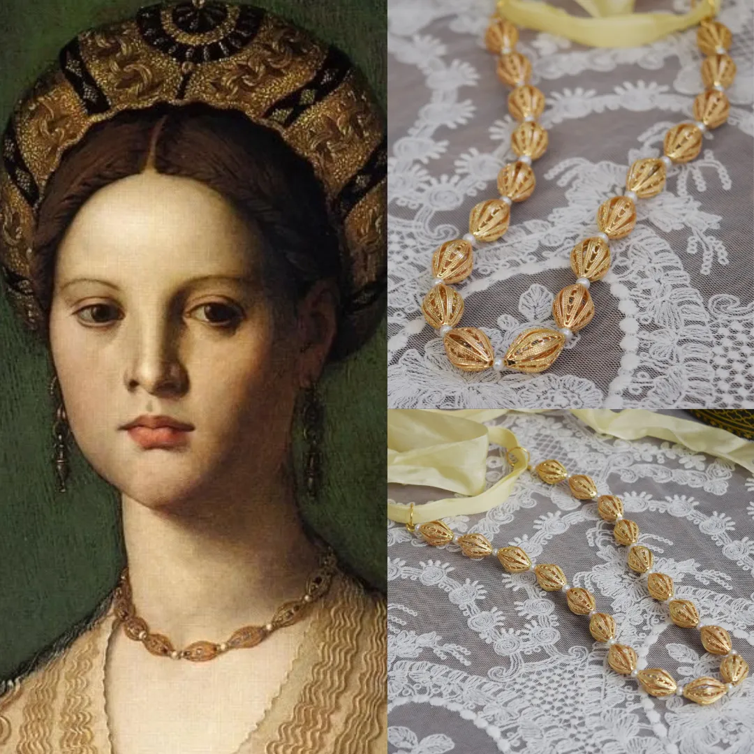 Renaissance Filgree and Pearl Necklace