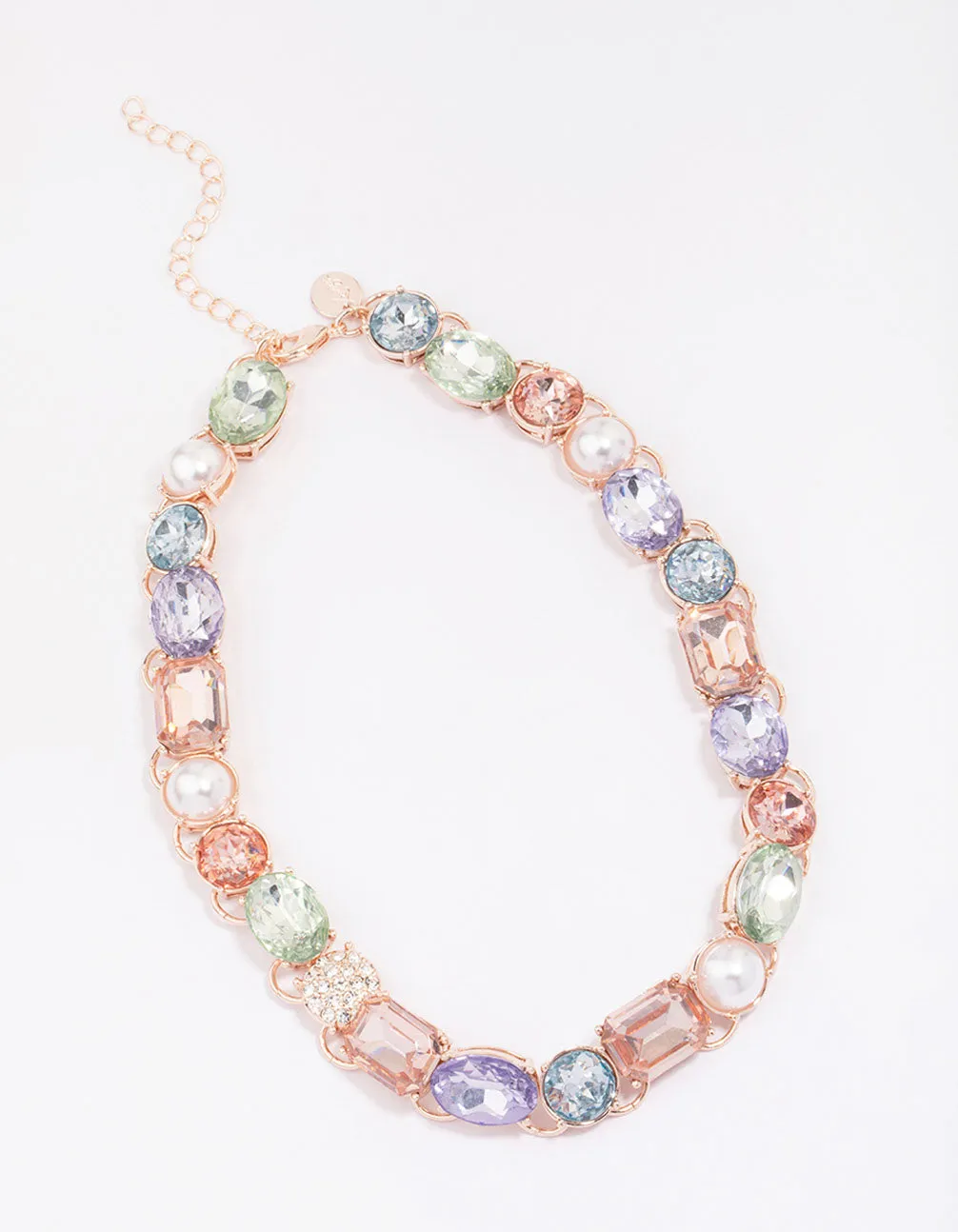 Rose Gold Pearl Stone Statement Necklace