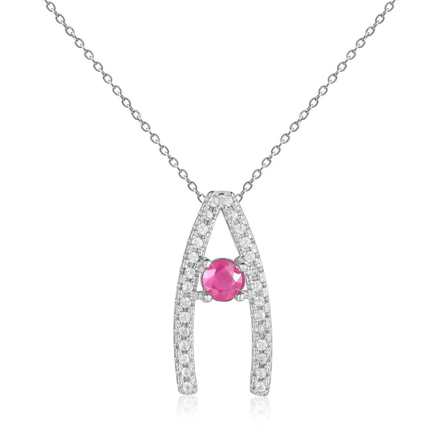 Ruby Letter A Round Shaped Necklace