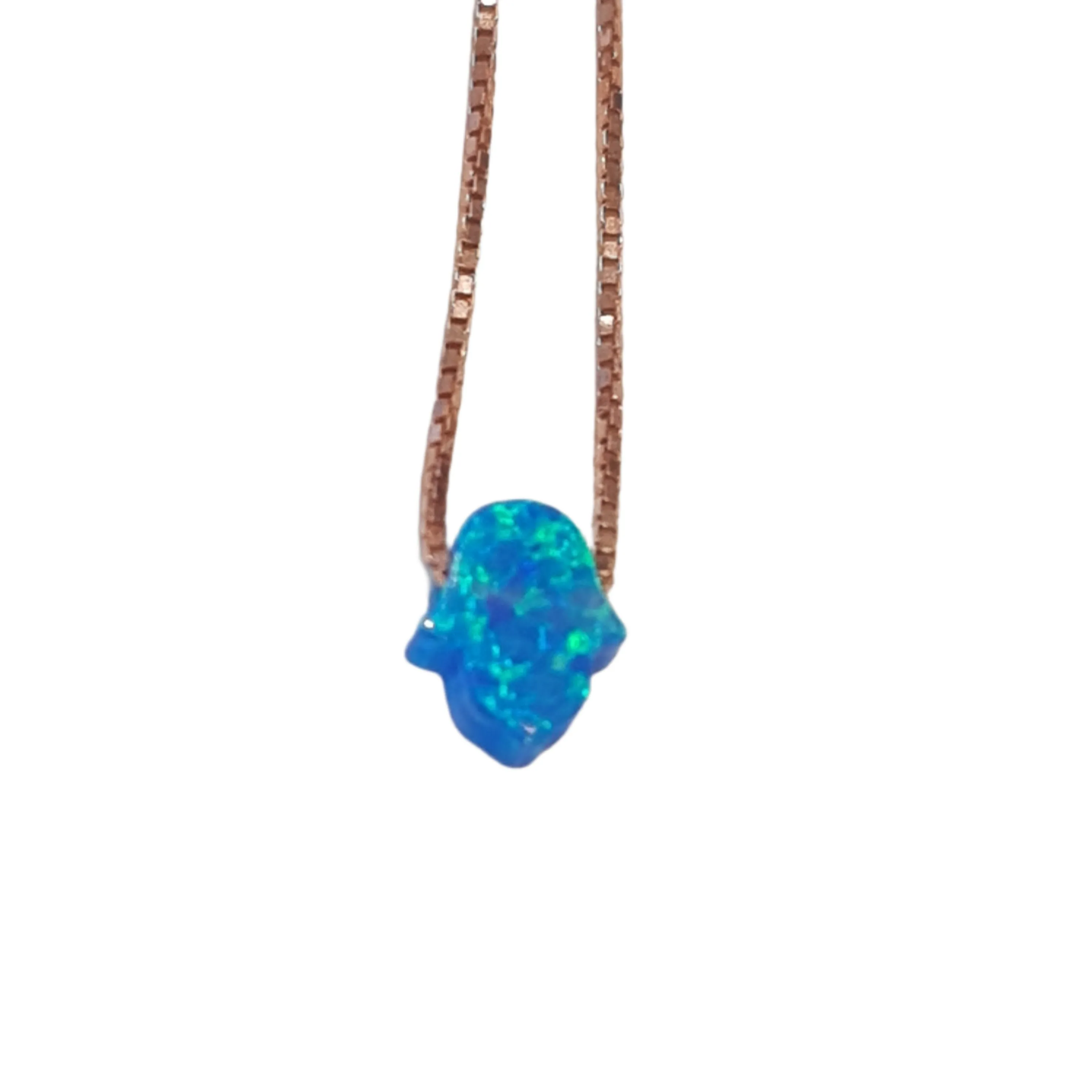 SALE Petite Opal Hamsa Hand of Fatima Necklace