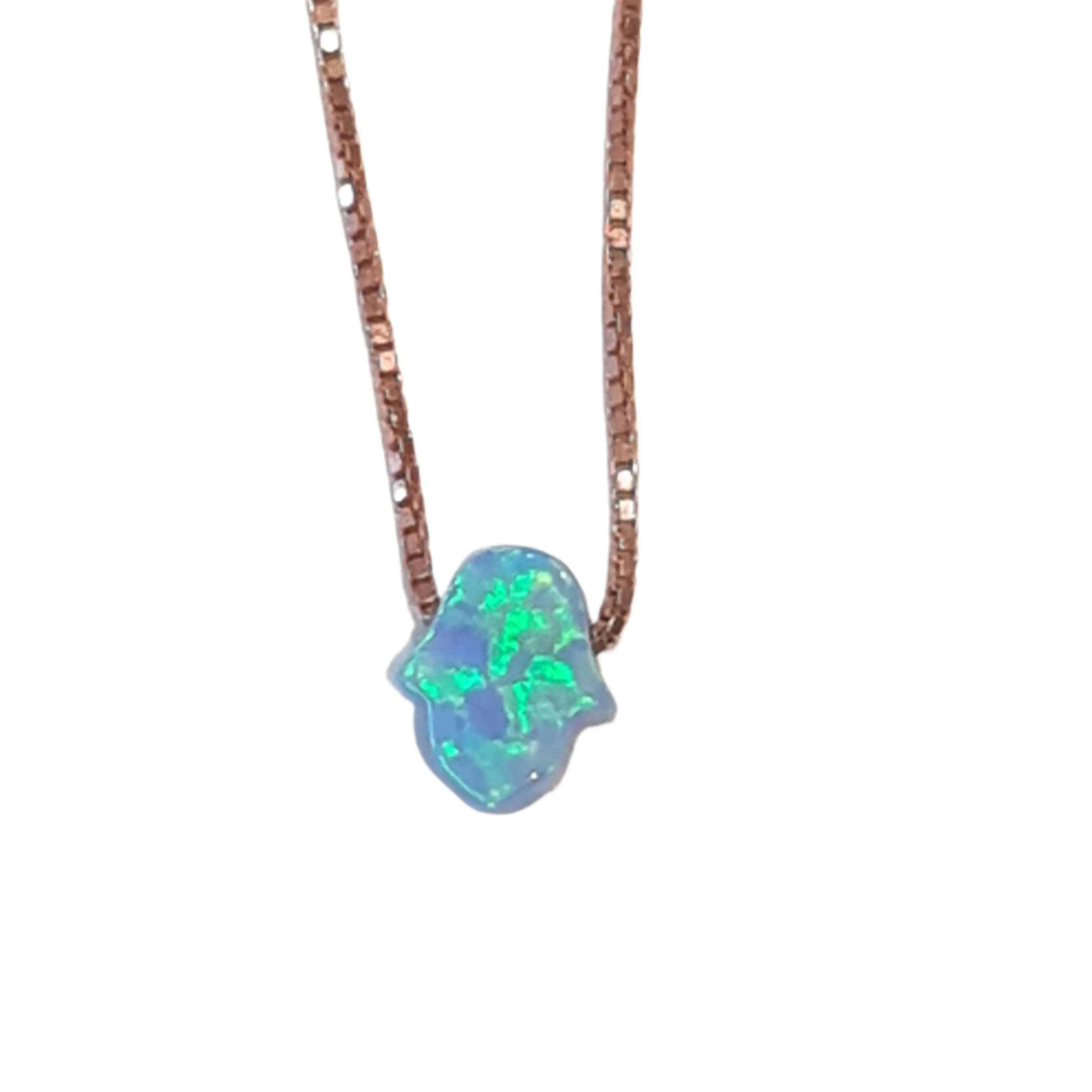 SALE Petite Opal Hamsa Hand of Fatima Necklace