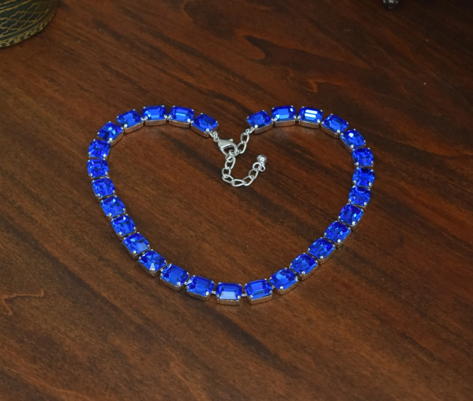 Sapphire Blue Swarovski Collet Necklace - Small Octagon