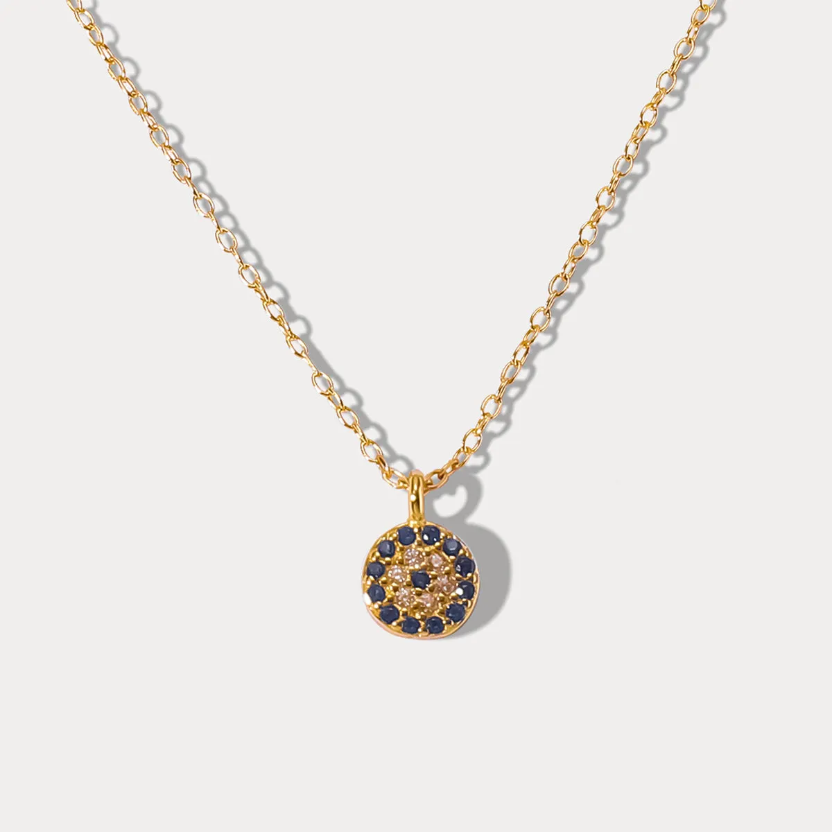 Sapphire Diamond Round Pendant Necklace