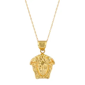 Set yellow gold 14k Singapore chain Medusa pendant-72990