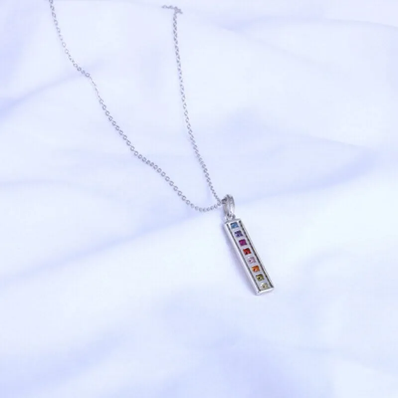 Shiny Multicolor Rainbow Crystals Necklace - 925 Sterling Silver