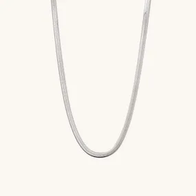 Silver Herringbone Snake Chain Necklace