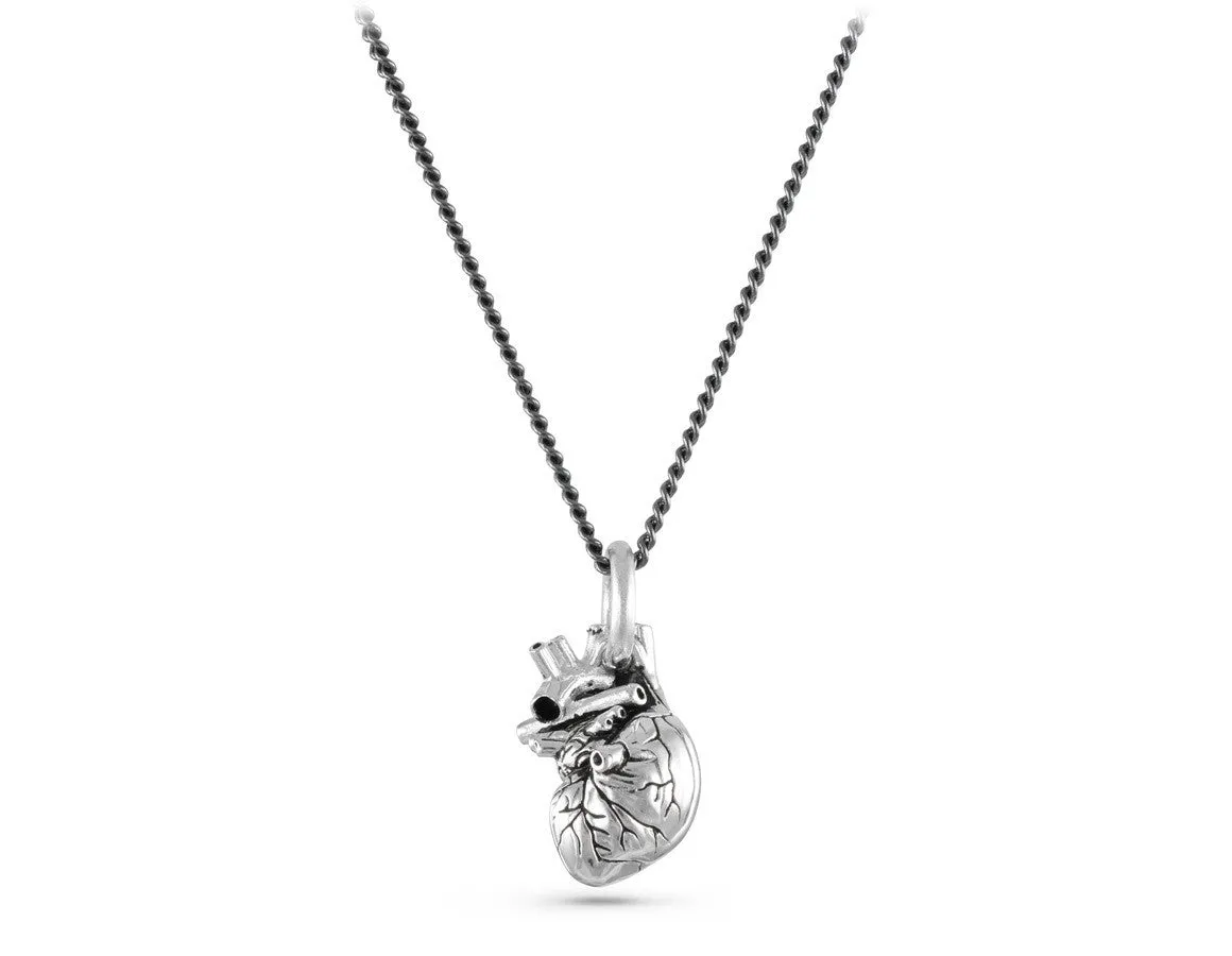 Small Anatomical Heart Necklace - Silver