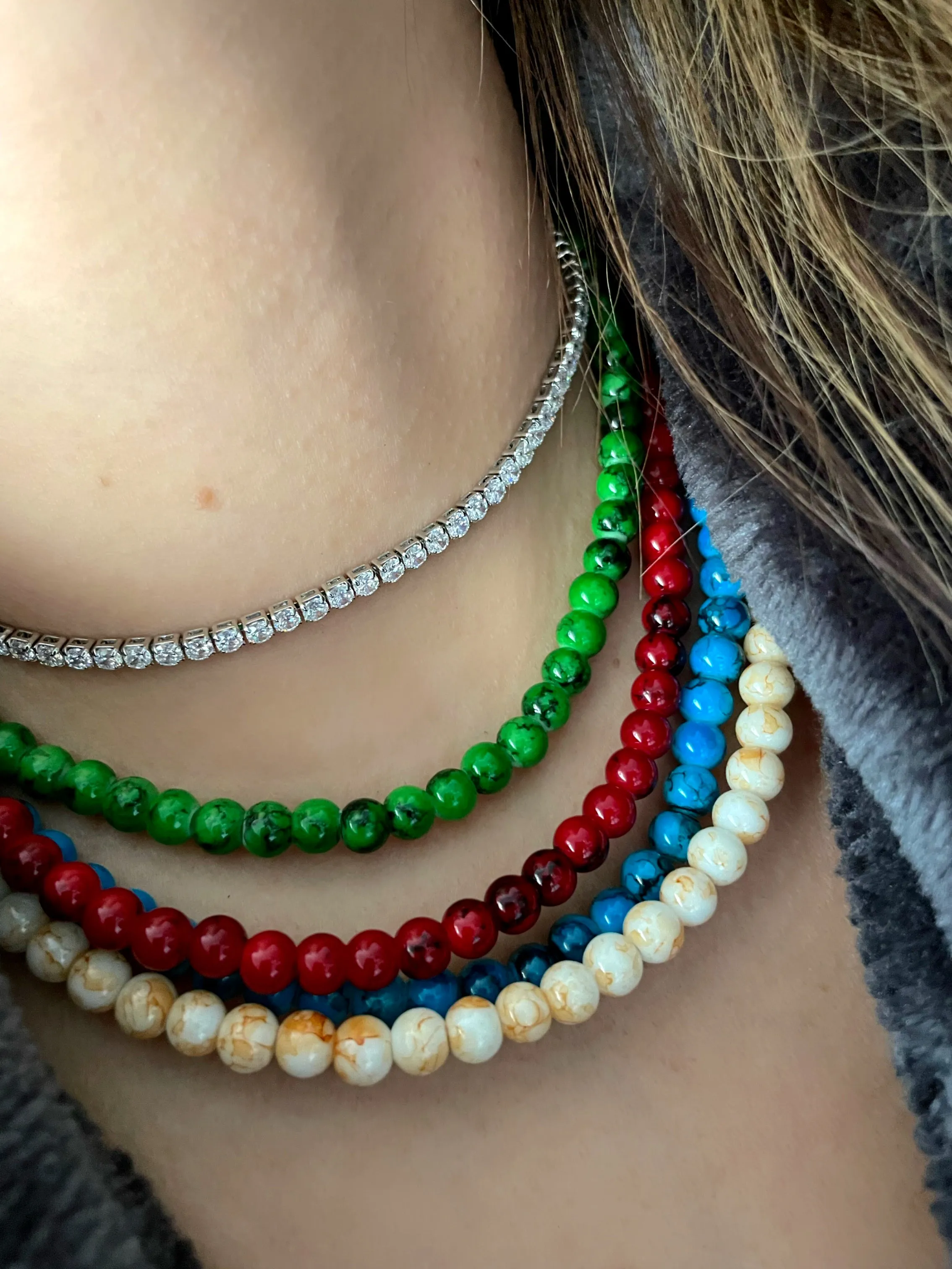 Solid color glass beaded necklaces