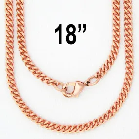 Solid Copper Necklace Chain Fine 3mm Cuban Curb Chain Necklace NC71 Solid Copper Chain Necklace 18