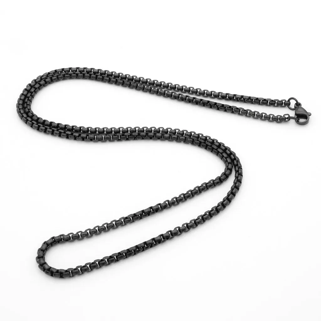 Stainless Steel 3mm Classic Rolo Cable Chain - Black