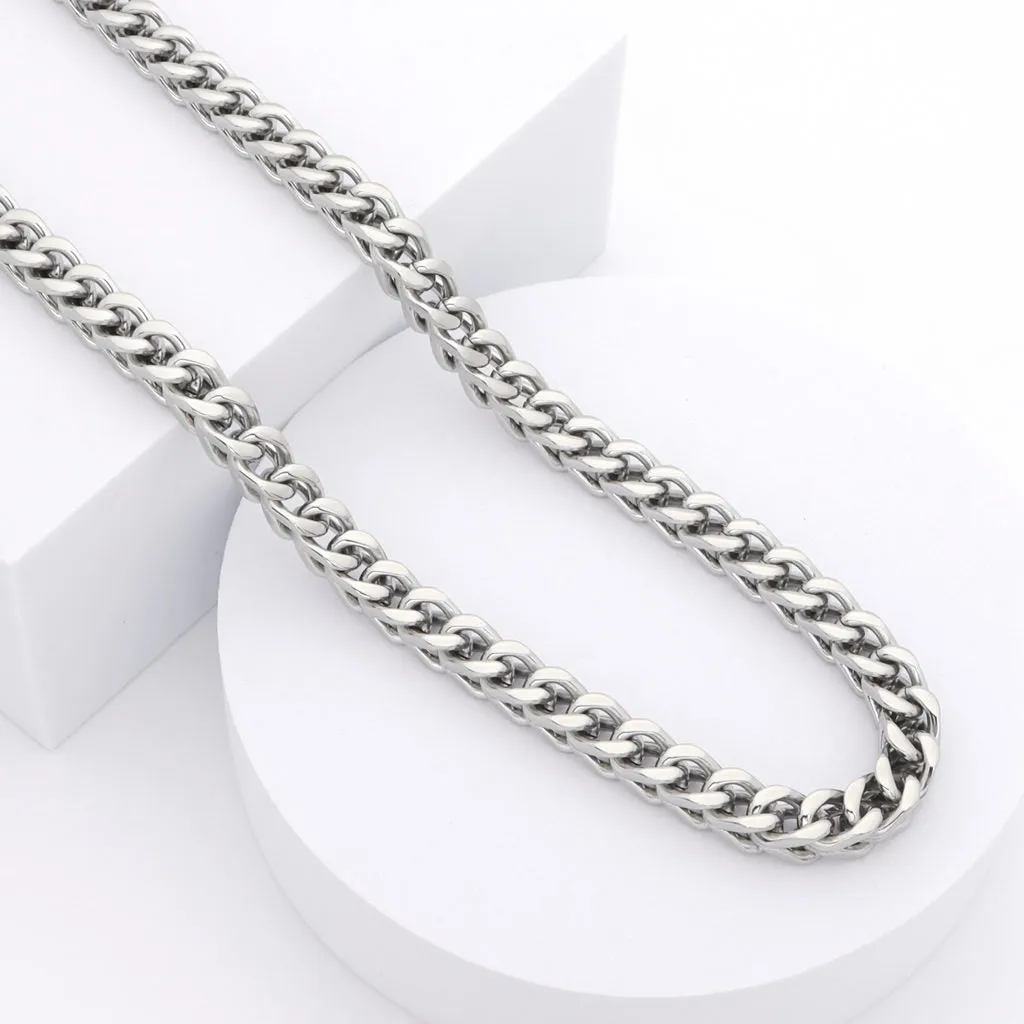 Stainless Steel 6mm Square Franco Link Chain Necklace