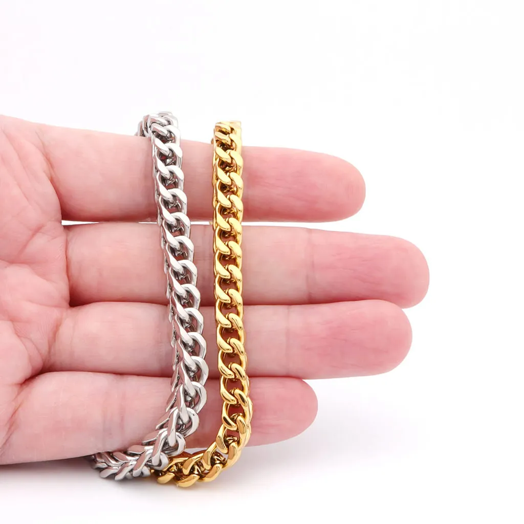 Stainless Steel 6mm Square Franco Link Chain Necklace