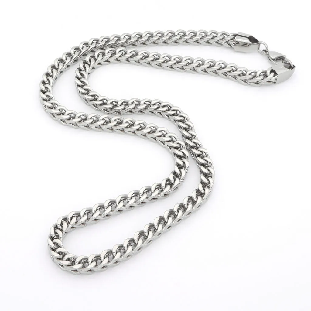 Stainless Steel 6mm Square Franco Link Chain Necklace