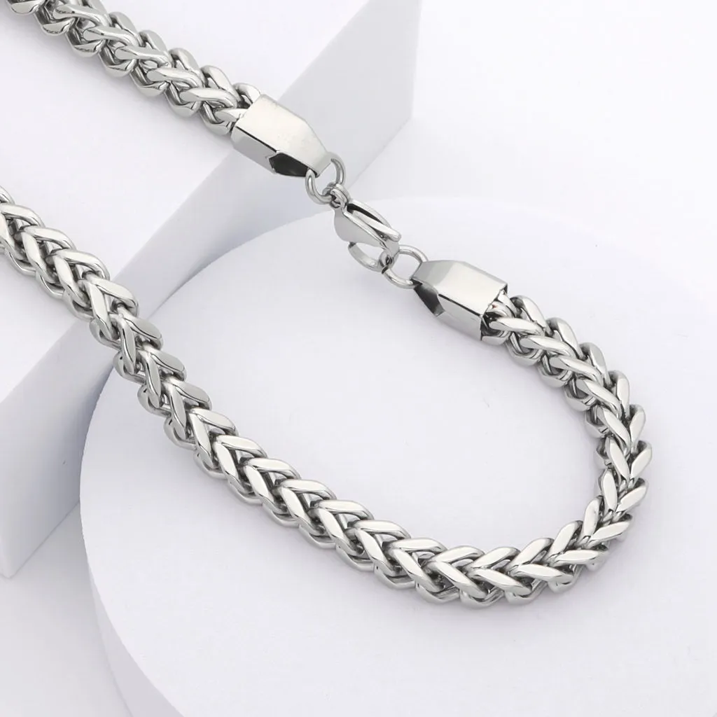 Stainless Steel 6mm Square Franco Link Chain Necklace