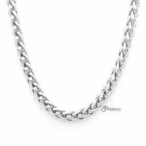 Stainless Steel Braided Wheat Chain Men's Necklaces - 8mm width | 61cm length