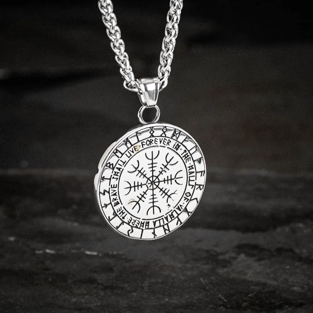 Stainless Steel Circular Jormungand and Valknut Necklace