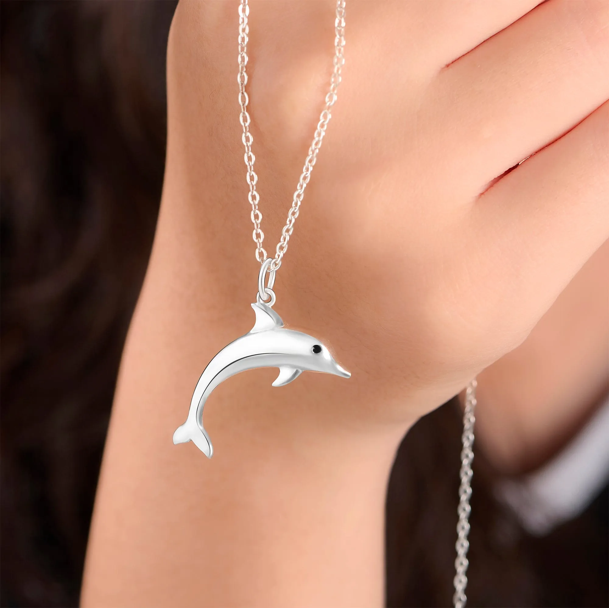 Sterling Silver Dolphin Necklace Charm