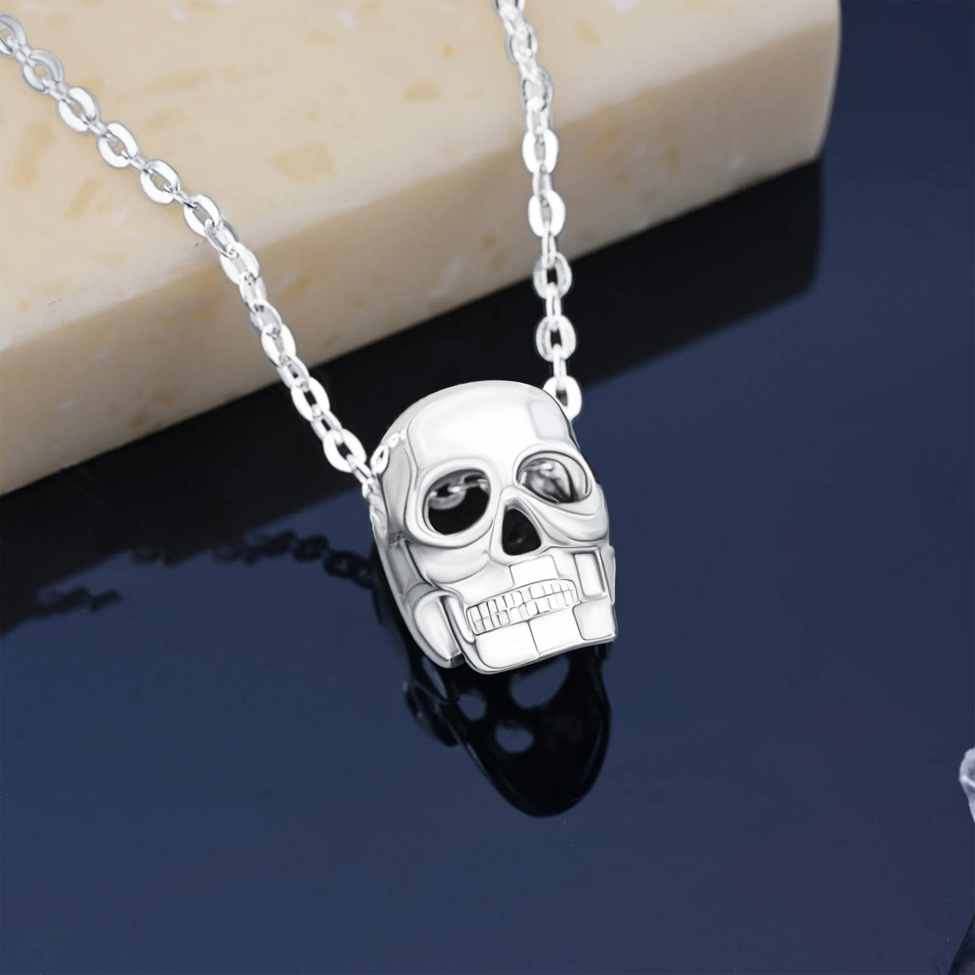 Sterling Silver Evil Skull Necklace