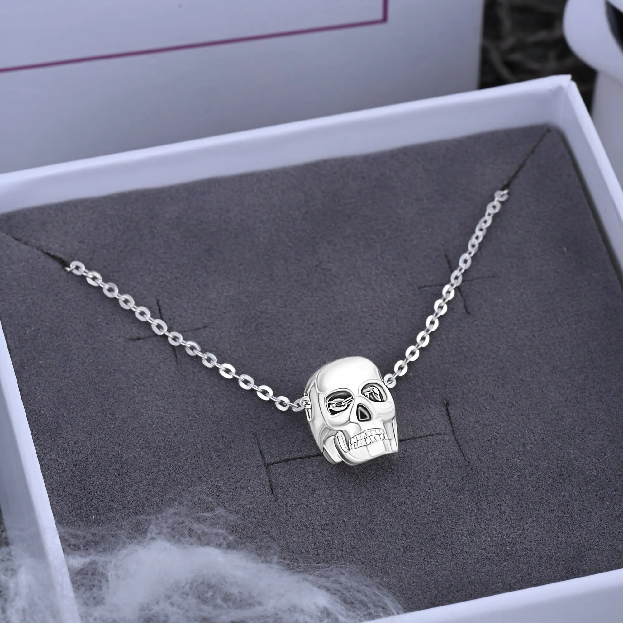 Sterling Silver Evil Skull Necklace