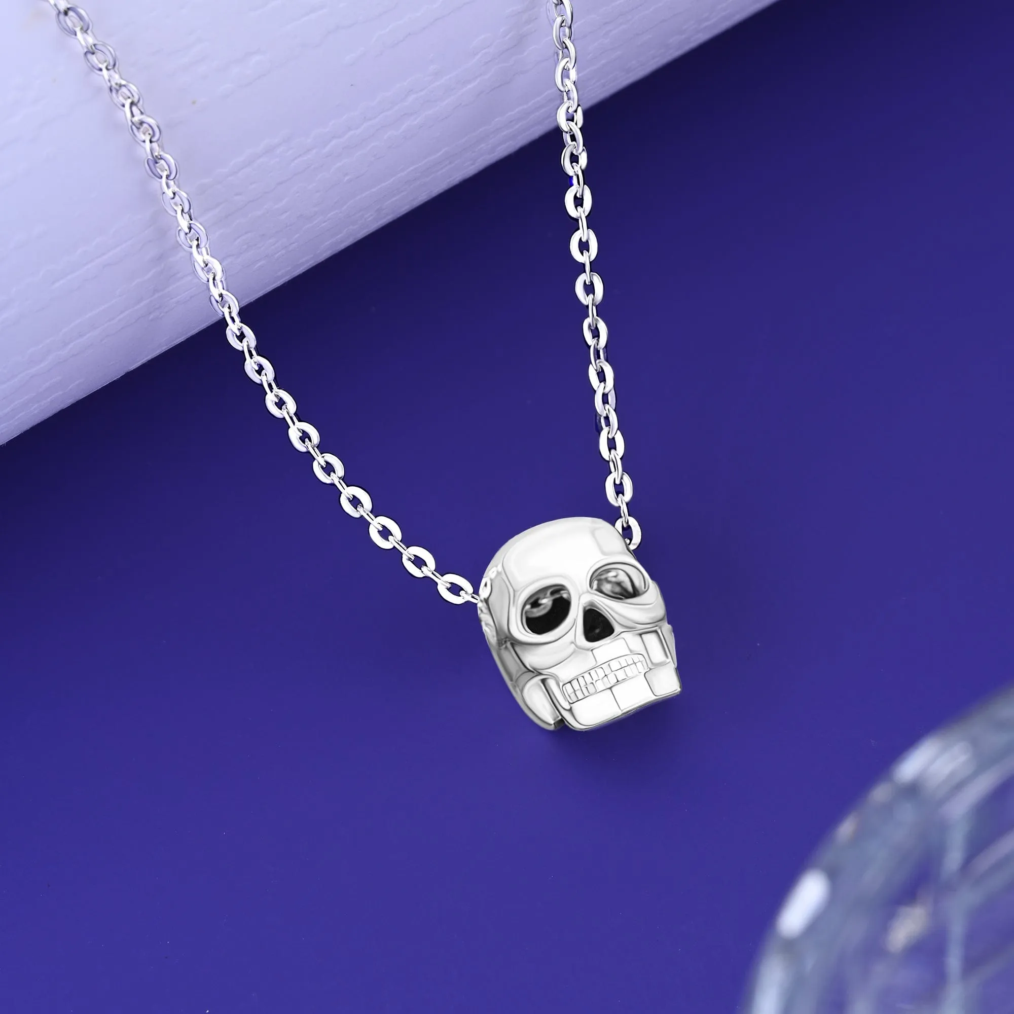 Sterling Silver Evil Skull Necklace