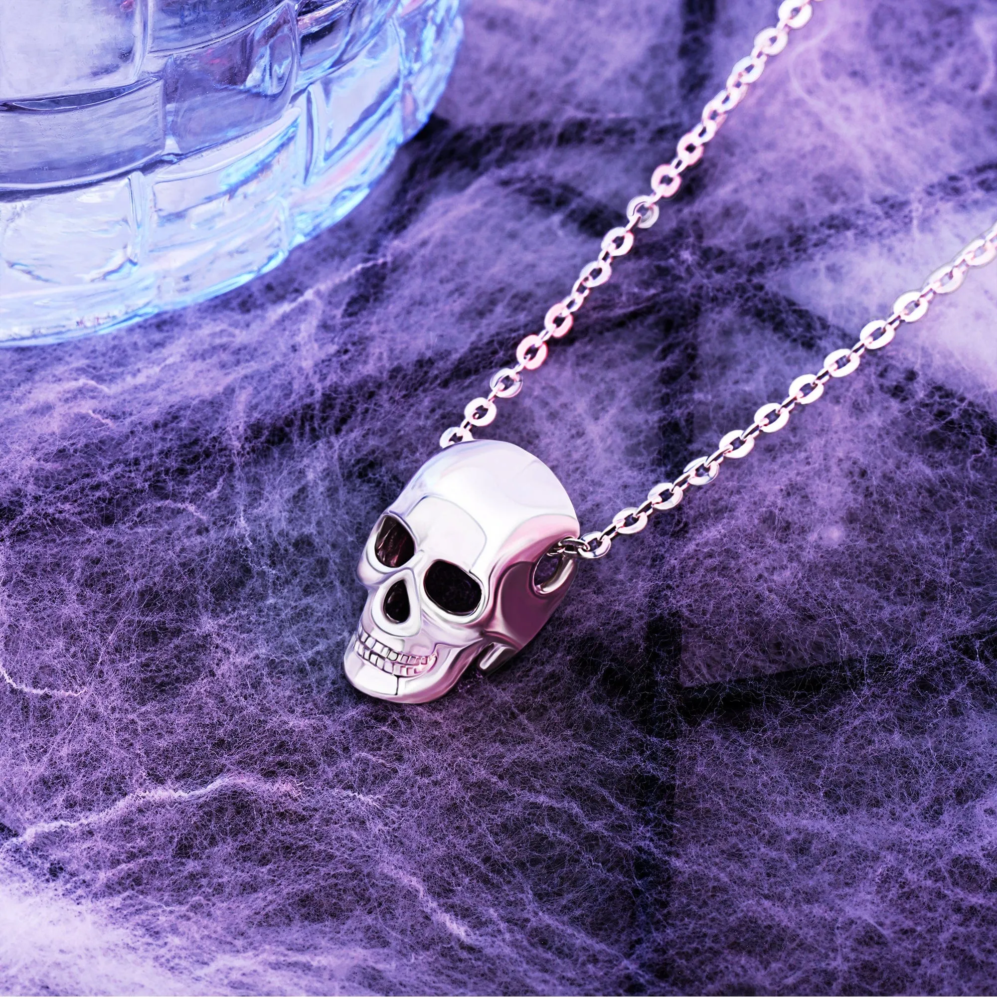 Sterling Silver Evil Skull Necklace