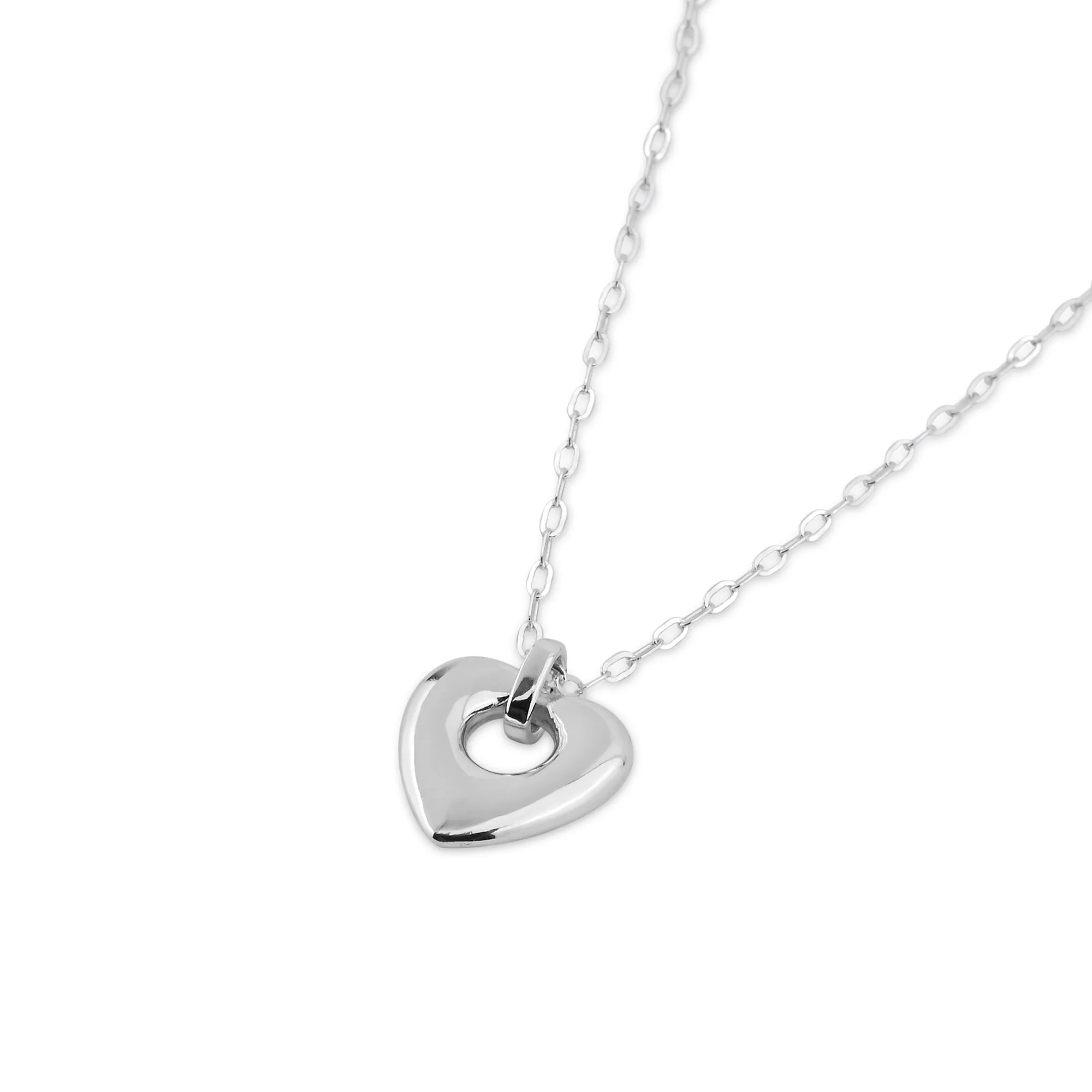 Sterling Silver-Plated Chunky Heart Necklace