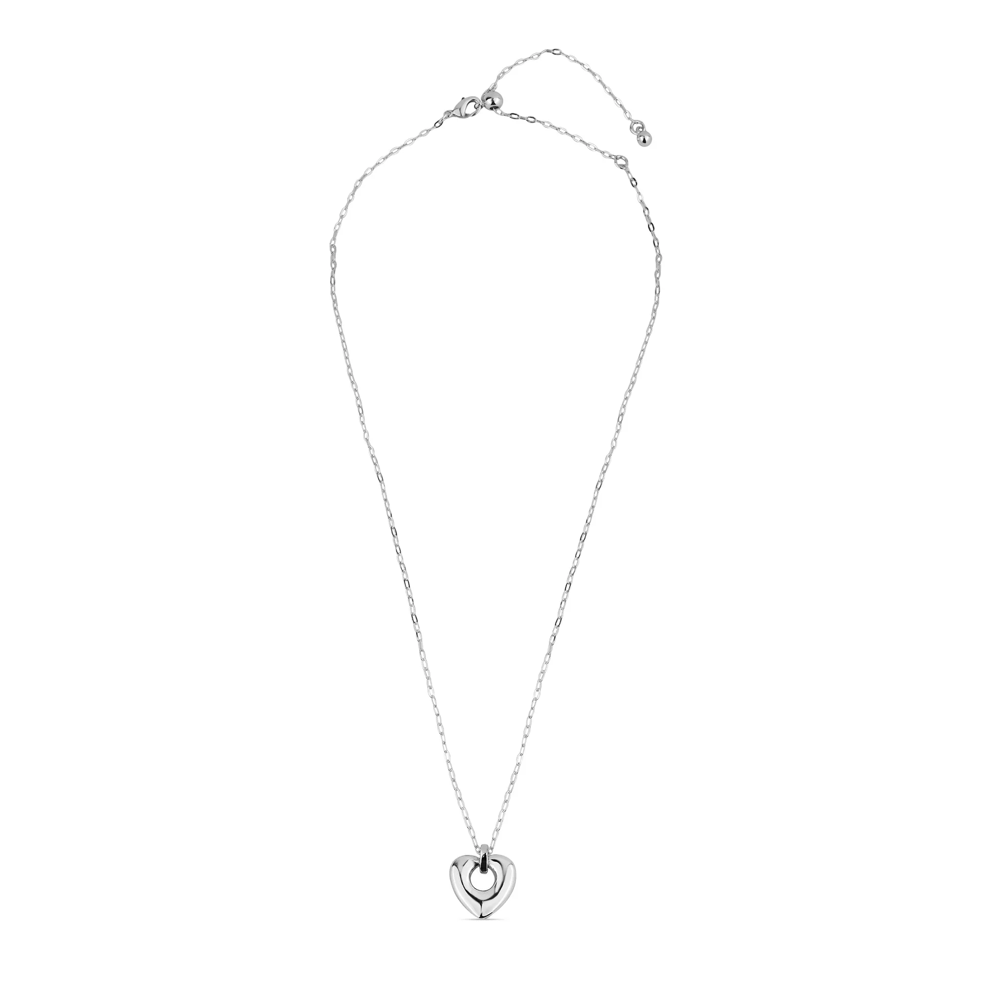 Sterling Silver-Plated Chunky Heart Necklace