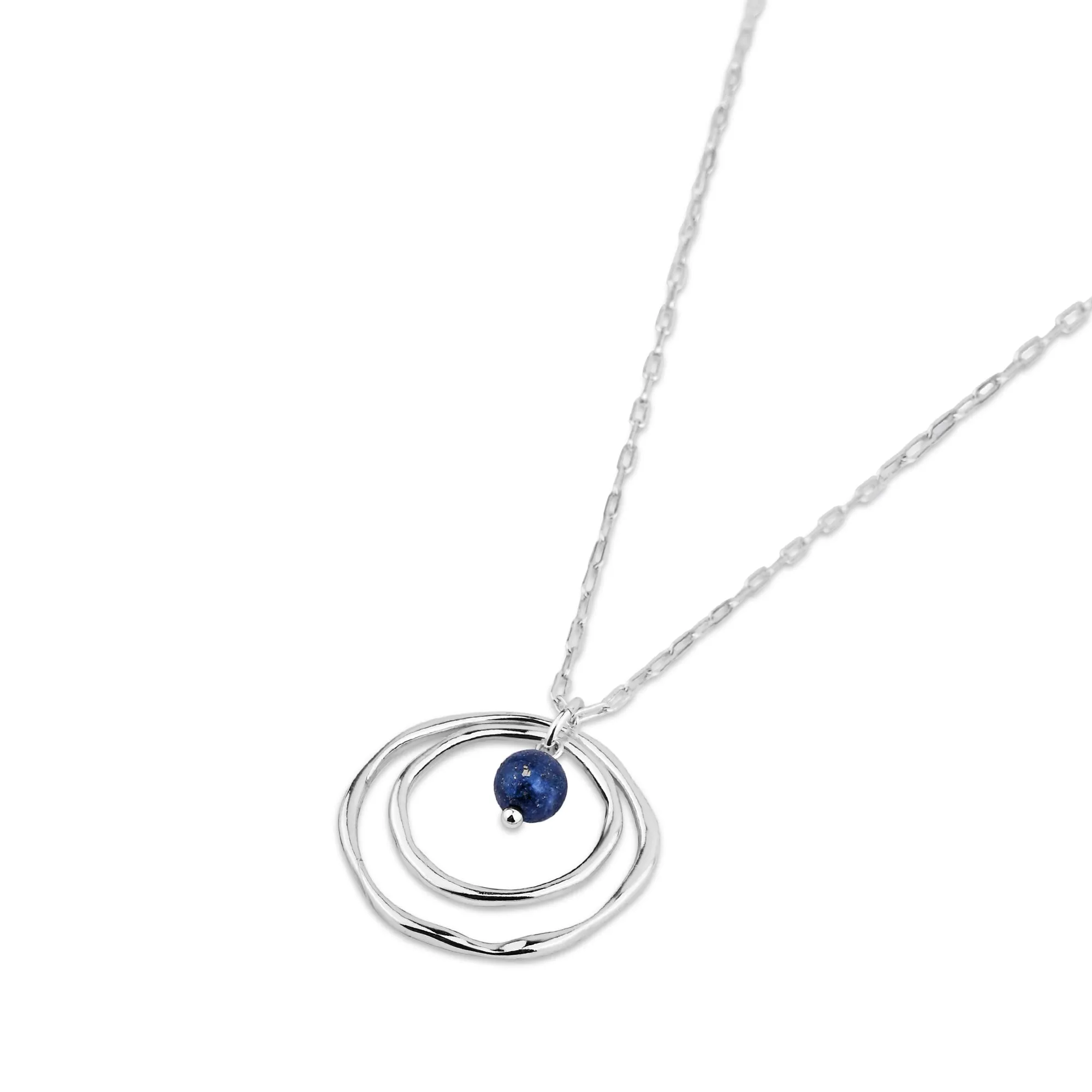 Sterling Silver-Plated Lapis Lazuli Organic Circle Necklace