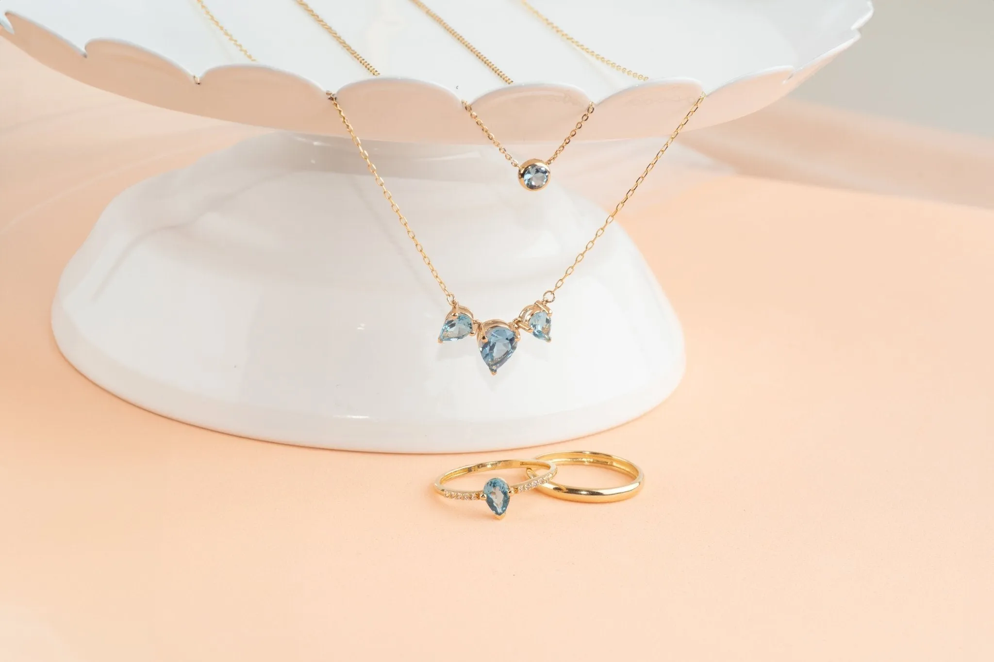 Teardrop Shaped Swiss Blue Topaz Necklace