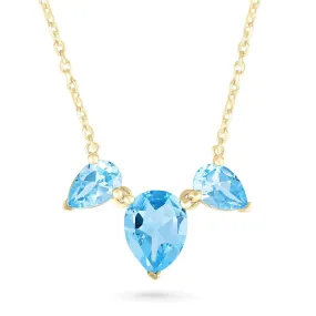 Teardrop Shaped Swiss Blue Topaz Necklace