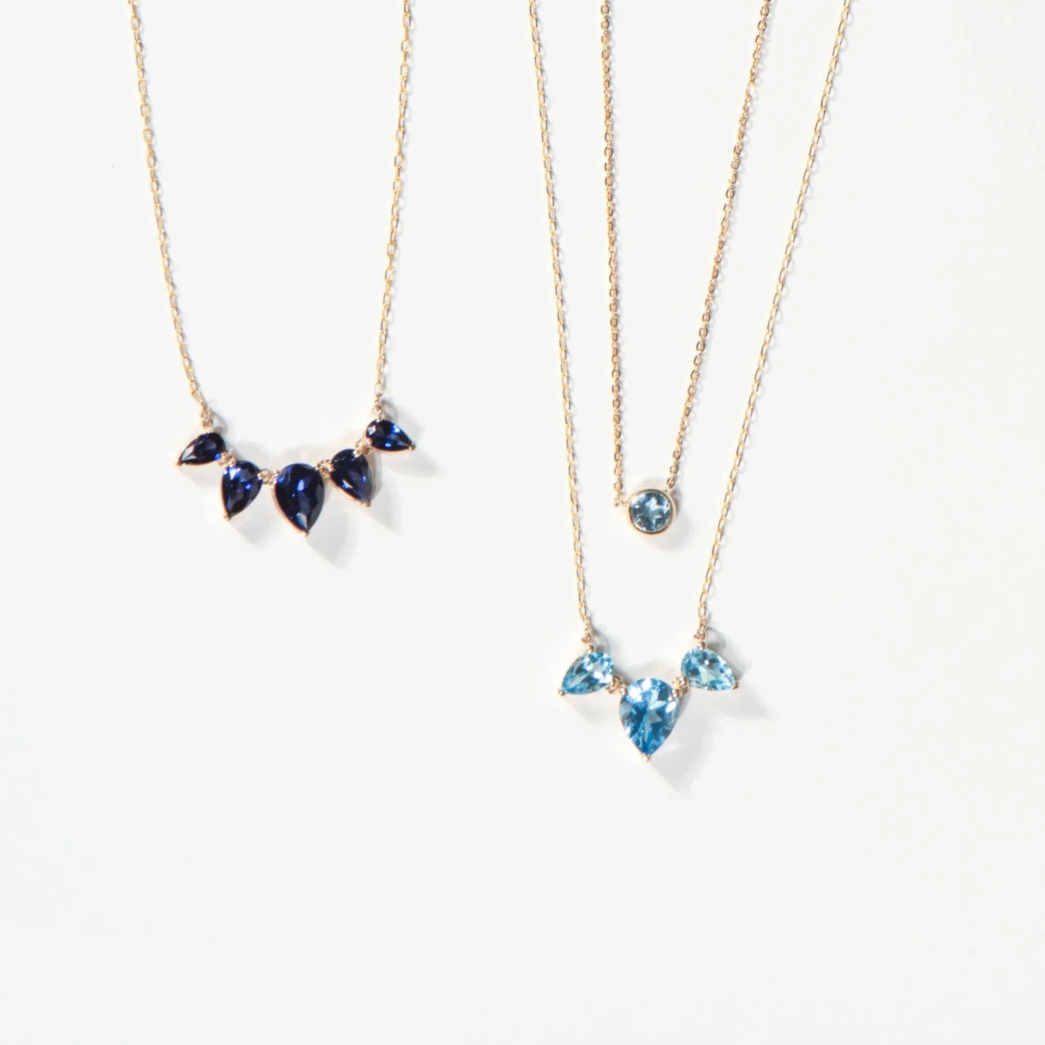 Teardrop Shaped Swiss Blue Topaz Necklace