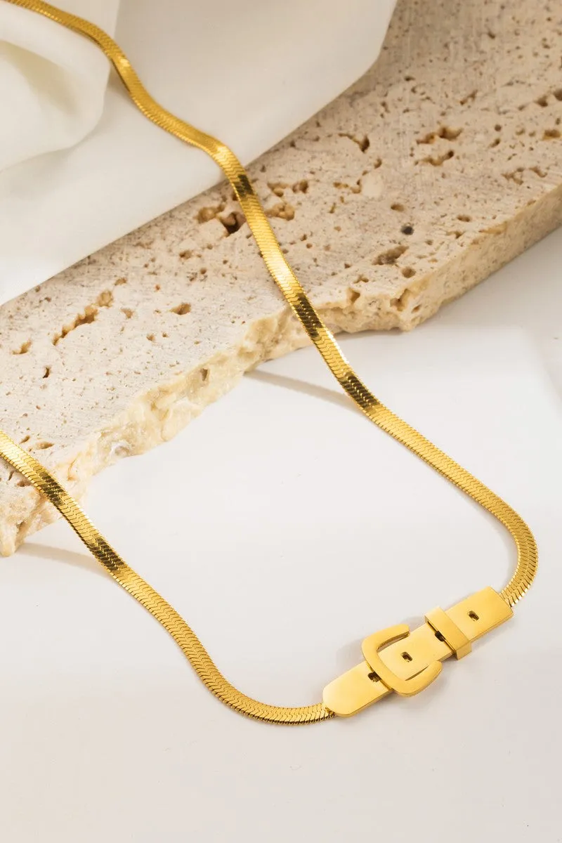 The Alexis 18k Gold Plated Buckle Necklace