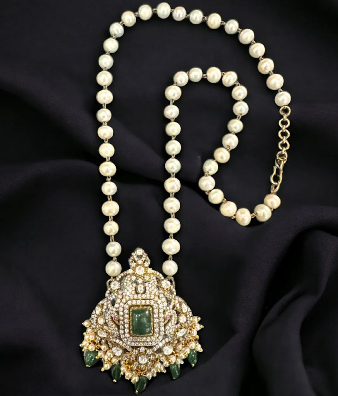 The Laila Silver Polki Pearl Necklace